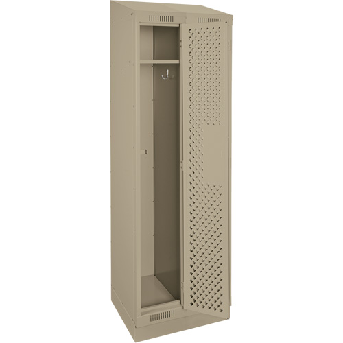 Clean Line Lockers, Bank of 2, 24" x 15" x 82", Steel, Beige, Rivet (Assembled), Perforated Chandler Sales