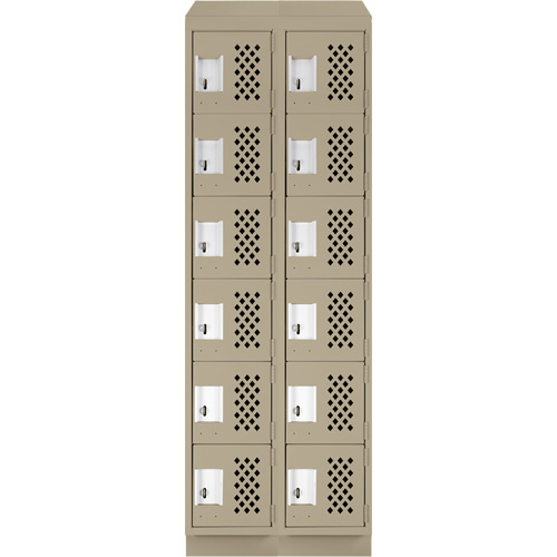 Assembled Lockerettes Clean Line Perforated Economy Lockers, 6 -tier, Bank of 2, 18" x 72" x 12", Steel Chandler Sales