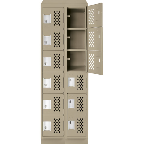 Assembled Lockerettes Clean Line Perforated Economy Lockers, 6 -tier, Bank of 2, 18" x 72" x 12", Steel Chandler Sales