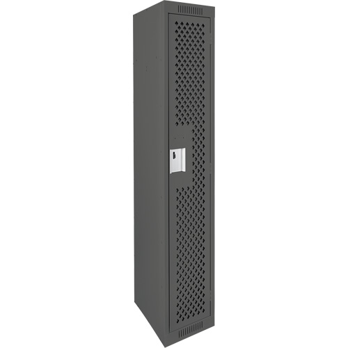 Clean Line Lockers, 12" x 12" x 72", Steel, Charcoal, Rivet (Assembled), Perforated Chandler Sales