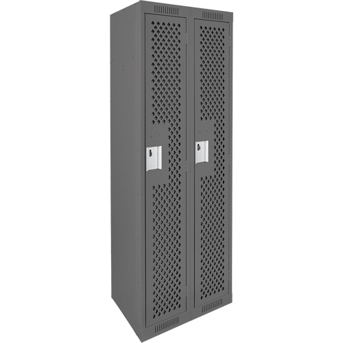 Clean Line Lockers, Bank of 2, 24" x 12" x 72", Steel, Charcoal, Rivet (Assembled), Perforated Chandler Sales
