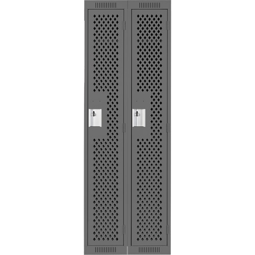 Clean Line Lockers, Bank of 2, 24" x 12" x 72", Steel, Charcoal, Rivet (Assembled), Perforated Chandler Sales