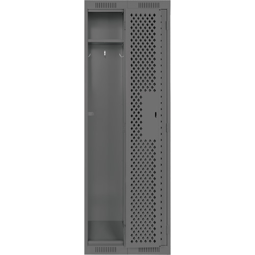 Clean Line Lockers, Bank of 2, 24" x 12" x 72", Steel, Charcoal, Rivet (Assembled), Perforated Chandler Sales