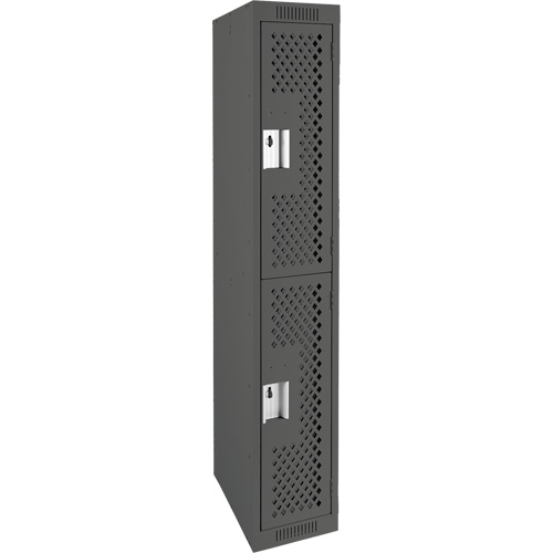 Clean Line Lockers, 2 -tier, 12" x 12" x 72", Steel, Charcoal, Rivet (Assembled), Perforated Chandler Sales