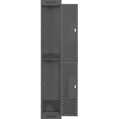 Clean Line Lockers, 2 -tier, 12" x 12" x 72", Steel, Charcoal, Rivet (Assembled), Perforated Chandler Sales