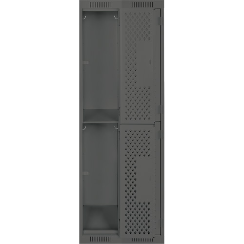 Clean Line Lockers, 2 -tier, Bank of 2, 24" x 12" x 72", Steel, Charcoal, Rivet (Assembled), Perforated Chandler Sales