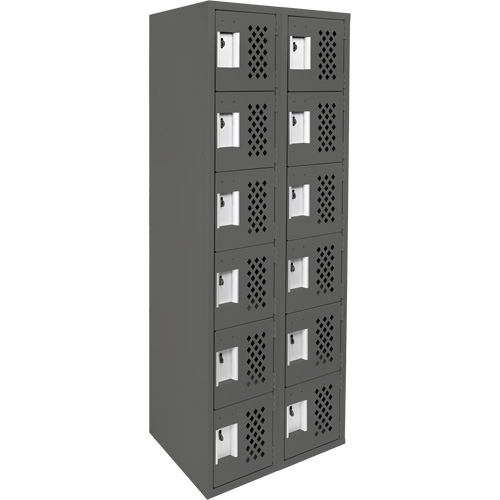 Clean-Line Perforated Lockerette, 6 -tier, Bank of 2, 15" x 72" x 12", Steel Chandler Sales