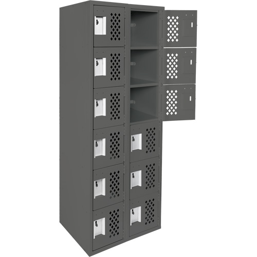 Clean-Line Perforated Lockerette, 6 -tier, Bank of 2, 15" x 72" x 12", Steel Chandler Sales