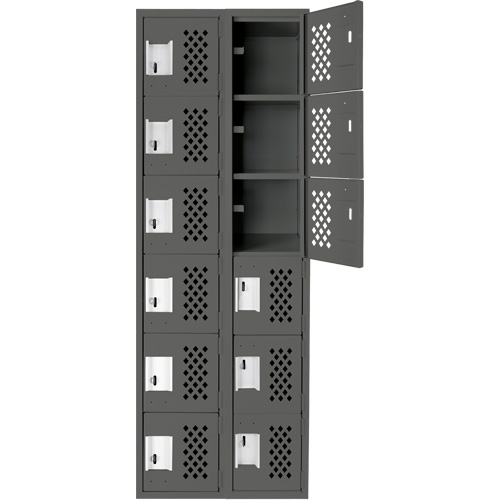 Clean-Line Perforated Lockerette, 6 -tier, Bank of 2, 15" x 72" x 12", Steel Chandler Sales