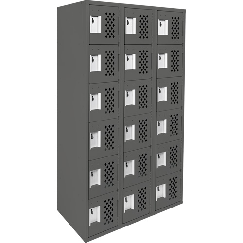 Clean-Line Perforated Lockerette, 6 -tier, Bank of 3, 12" x 72" x 12", Steel Chandler Sales