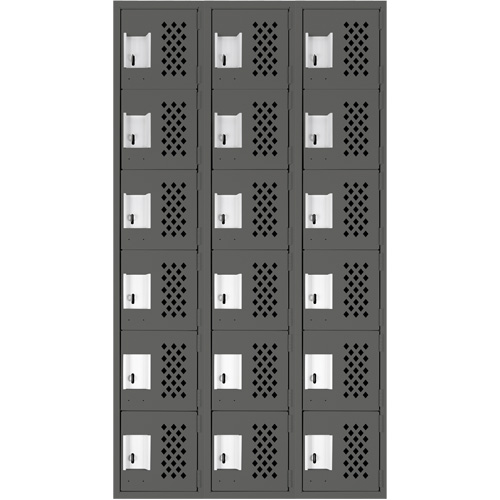 Clean-Line Perforated Lockerette, 6 -tier, Bank of 3, 12" x 72" x 12", Steel Chandler Sales