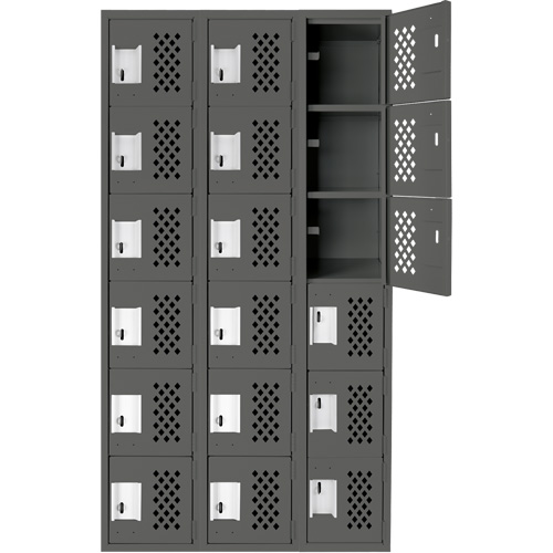 Clean-Line Perforated Lockerette, 6 -tier, Bank of 3, 12" x 72" x 12", Steel Chandler Sales