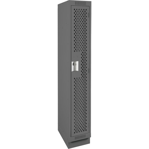 Clean Line Lockers, 12" x 18" x 76", Steel, Charcoal, Rivet (Assembled), Perforated Chandler Sales