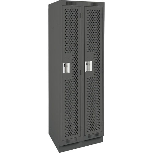 Clean Line Lockers, Bank of 2, 24" x 18" x 76", Steel, Charcoal, Rivet (Assembled), Perforated Chandler Sales