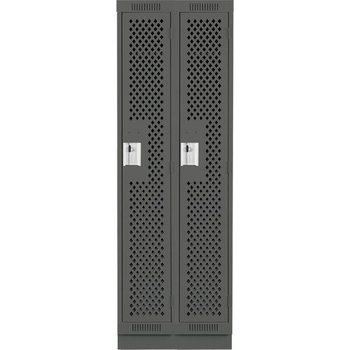 Clean Line Lockers, Bank of 2, 24" x 18" x 76", Steel, Charcoal, Rivet (Assembled), Perforated Chandler Sales