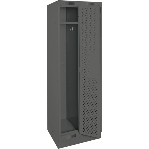 Clean Line Lockers, Bank of 2, 24" x 18" x 76", Steel, Charcoal, Rivet (Assembled), Perforated Chandler Sales