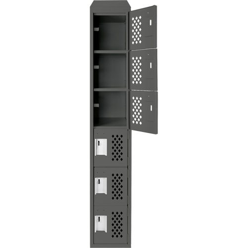 Assembled Lockerettes Clean Line Perforated Economy Lockers, 6 -tier, 18" x 72" x 12", Steel Chandler Sales