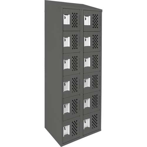 Clean-Line Perforated Lockerette, 6 -tier, Bank of 2, 12" x 72" x 12", Steel Chandler Sales