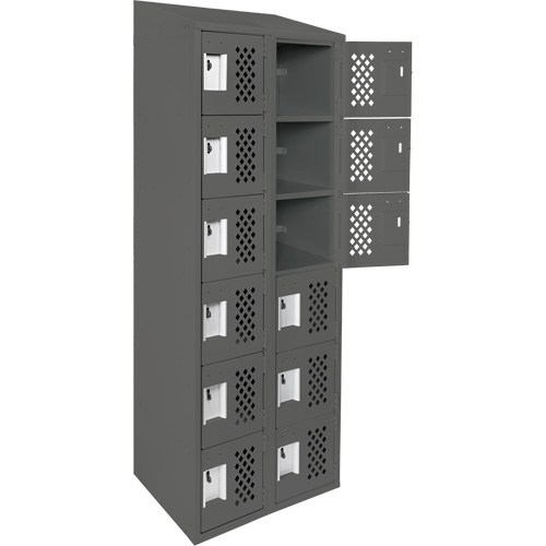Clean-Line Perforated Lockerette, 6 -tier, Bank of 2, 12" x 72" x 12", Steel Chandler Sales