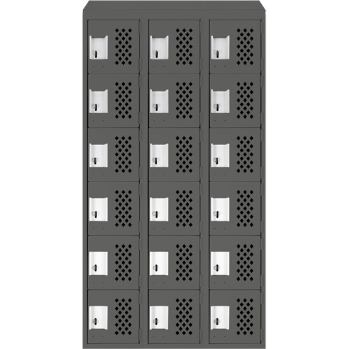 Clean-Line Perforated Lockerette, 6 -tier, Bank of 3, 12" x 72" x 12", Steel Chandler Sales