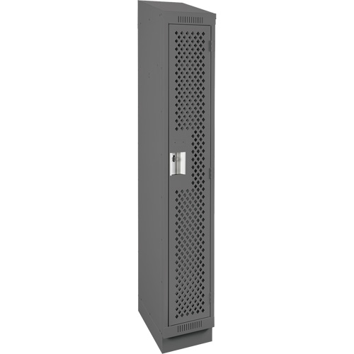 Clean Line Lockers, 12" x 12" x 82", Steel, Charcoal, Rivet (Assembled), Perforated Chandler Sales