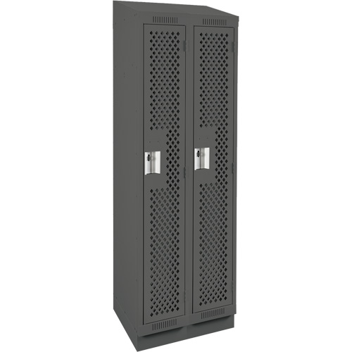 Clean Line Lockers, Bank of 2, 24" x 15" x 82", Steel, Charcoal, Rivet (Assembled), Perforated Chandler Sales