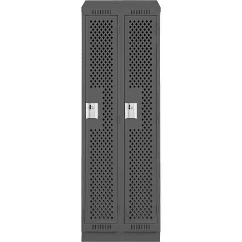 Clean Line Lockers, Bank of 2, 24" x 15" x 82", Steel, Charcoal, Rivet (Assembled), Perforated Chandler Sales
