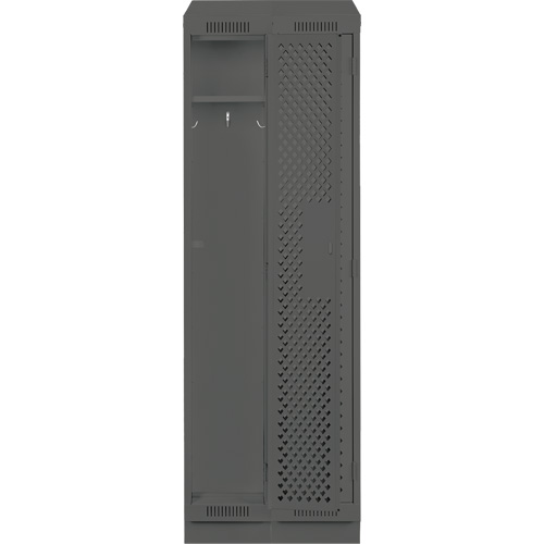 Clean Line Lockers, Bank of 2, 24" x 15" x 82", Steel, Charcoal, Rivet (Assembled), Perforated Chandler Sales