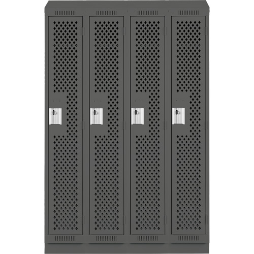 Clean Line Lockers, Bank of 4, 48" x 12" x 82", Steel, Charcoal, Rivet (Assembled), Perforated Chandler Sales