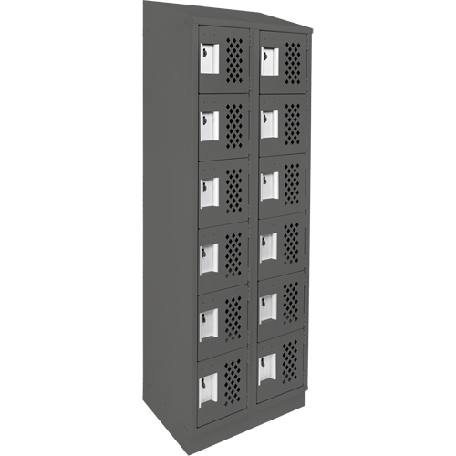 Assembled Lockerettes Clean Line Perforated Economy Lockers, 6 -tier, Bank of 2, 18" x 72" x 12", Steel Chandler Sales