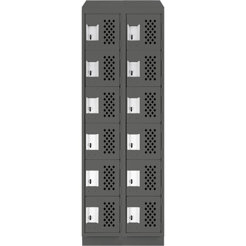 Assembled Lockerettes Clean Line Perforated Economy Lockers, 6 -tier, Bank of 2, 18" x 72" x 12", Steel Chandler Sales