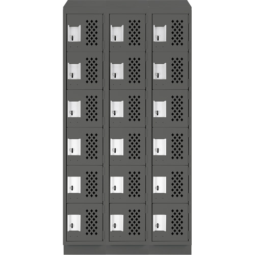 Assembled Lockerettes Clean Line Perforated Economy Lockers, 6 -tier, Bank of 3, 18" x 72" x 12", Steel Chandler Sales