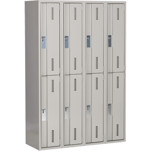 Concorde Heavy-Duty Lockers, 2 -tier, Bank of 4, 48" x 18" x 72", Steel, Grey, Welded (Assembled) Chandler Sales