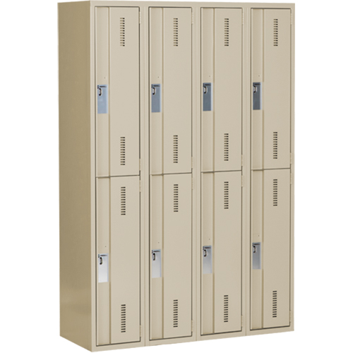 Concorde Heavy-Duty Lockers, 2 -tier, Bank of 4, 48" x 18" x 72", Steel, Beige, Welded (Assembled) Chandler Sales