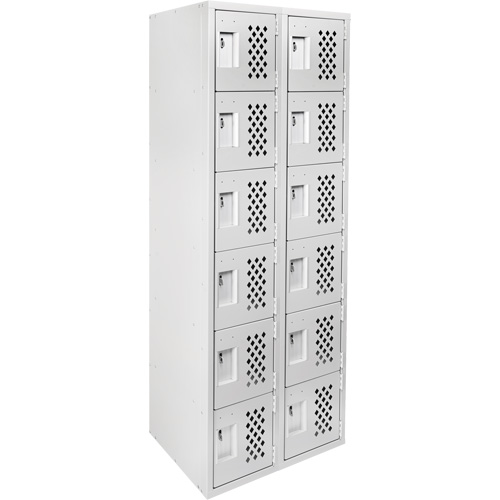 Clean-Line Perforated Lockerette, 6 -tier, Bank of 2, 15" x 72" x 12", Steel Chandler Sales