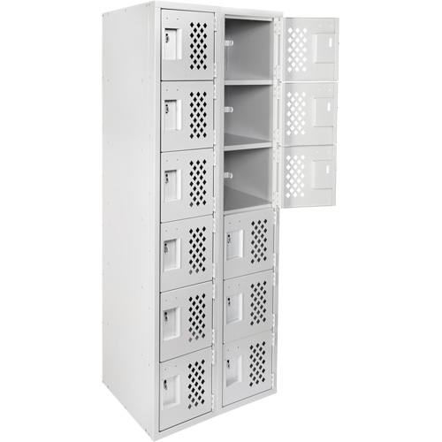 Clean-Line Perforated Lockerette, 6 -tier, Bank of 2, 15" x 72" x 12", Steel Chandler Sales