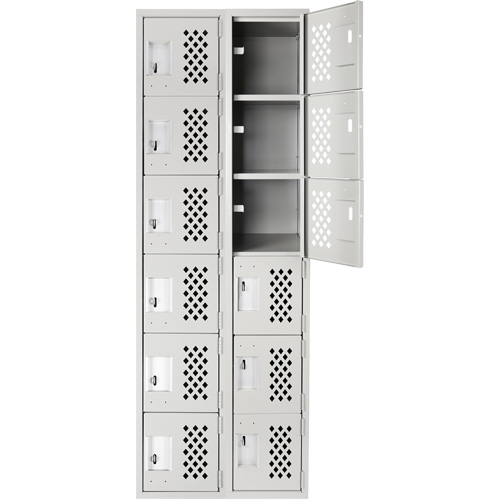 Clean-Line Perforated Lockerette, 6 -tier, Bank of 2, 15" x 72" x 12", Steel Chandler Sales