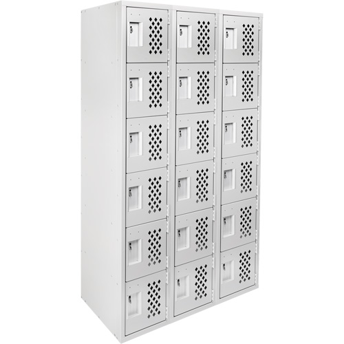 Clean-Line Perforated Lockerette, 6 -tier, Bank of 3, 15" x 72" x 12", Steel Chandler Sales