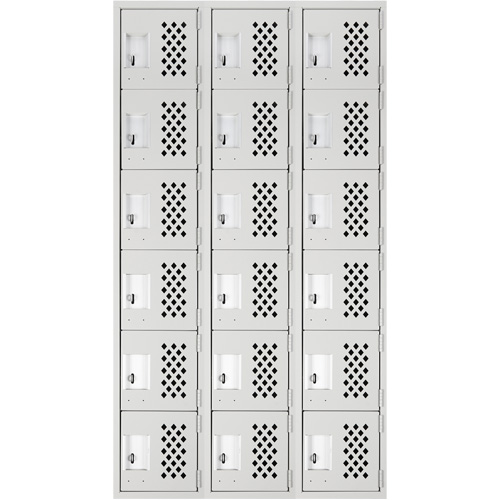 Clean-Line Perforated Lockerette, 6 -tier, Bank of 3, 15" x 72" x 12", Steel Chandler Sales