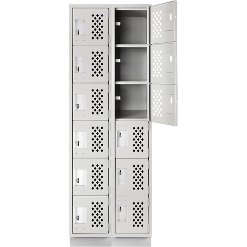 Assembled Lockerettes Clean Line Perforated Economy Lockers, 6 -tier, Bank of 2, 18" x 72" x 12", Steel Chandler Sales