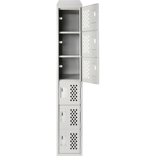 Assembled Lockerettes Clean Line Perforated Economy Lockers, 6 -tier, 18" x 72" x 12", Steel Chandler Sales