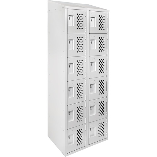 Clean-Line Perforated Lockerette, 6 -tier, Bank of 2, 12" x 72" x 12", Steel Chandler Sales