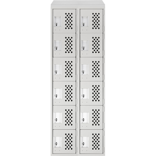 Clean-Line Perforated Lockerette, 6 -tier, Bank of 2, 12" x 72" x 12", Steel Chandler Sales