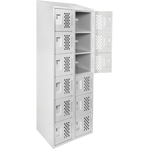Clean-Line Perforated Lockerette, 6 -tier, Bank of 2, 12" x 72" x 12", Steel Chandler Sales