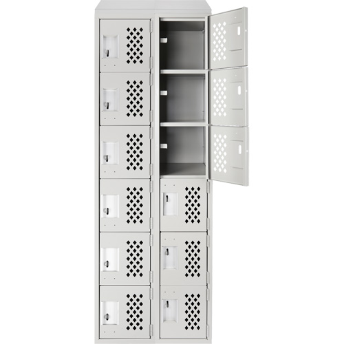 Clean-Line Perforated Lockerette, 6 -tier, Bank of 2, 12" x 72" x 12", Steel Chandler Sales