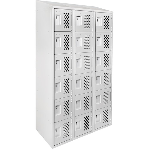 Clean-Line Perforated Lockerette, 6 -tier, Bank of 3, 12" x 72" x 12", Steel Chandler Sales