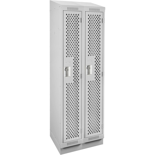 Clean Line Lockers, Bank of 2, 24" x 15" x 82", Steel, Grey, Rivet (Assembled), Perforated Chandler Sales