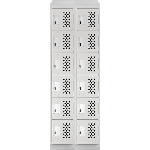 Assembled Lockerettes Clean Line Perforated Economy Lockers, 6 -tier, Bank of 2, 18" x 72" x 12", Steel Chandler Sales