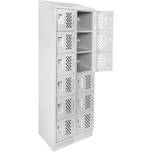 Assembled Lockerettes Clean Line Perforated Economy Lockers, 6 -tier, Bank of 2, 18" x 72" x 12", Steel Chandler Sales