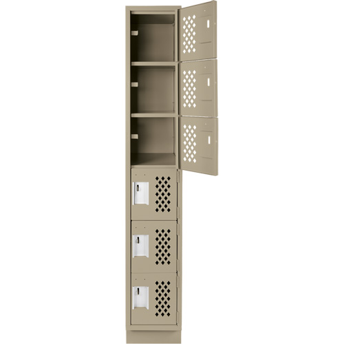 Assembled Lockerettes Clean Line Perforated Economy Lockers, 6 -tier, 18" x 72" x 12", Steel Chandler Sales